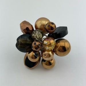 🖤💛 Black and Gold Beaded Adjustable Ring